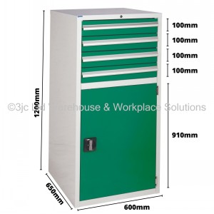 Euroslide Storage Cabinet 4 Drawer & Cupboard 1200mm